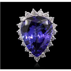 14KT White Gold 16.2ct GIA Certified Tanzanite and Diamond Ring