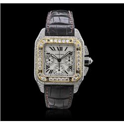 Cartier Two-Tone 6.50ctw Diamond Santos 100 Wristwatch