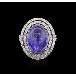 14KT White Gold 13.17ct Tanzanite and Diamond Ring