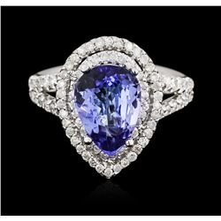 14KT White Gold 3.22ct Tanzanite and Diamond Ring