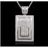 Image 1 : 14KT White Gold 7.18ctw Diamond Pendant With Chain