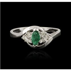 14KT White Gold 0.25ct Emerald and Diamond Ring