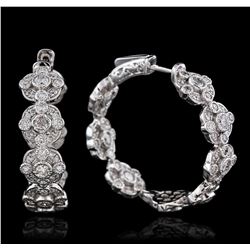 14KT White Gold 4.37ctw Diamond Hoop Earrings