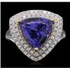 Image 1 : 14KT Two-Tone Gold 4.70ct Tanzanite and Diamond Ring