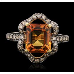 14KT Yellow Gold 4.11ct Citrine and Diamond Ring