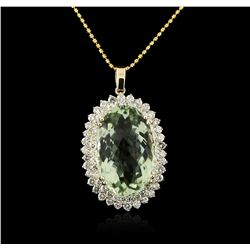 14KT Yellow Gold 31.76ct Amethyst and Diamond Pendant With Chain