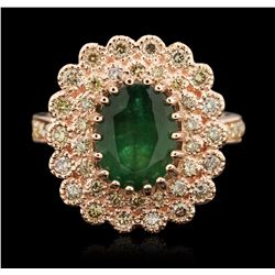 14KT Rose Gold 2.98ct Emerald and Diamond Ring