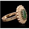 Image 2 : 14KT Rose Gold 2.98ct Emerald and Diamond Ring