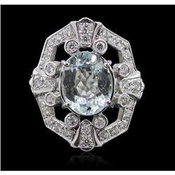 14KT White Gold 4.51ct Aquamarine and Diamond Ring