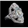 Image 2 : 14KT White Gold 4.51ct Aquamarine and Diamond Ring