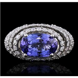 14KT White Gold 3.11ct Tanzanite and Diamond Ring