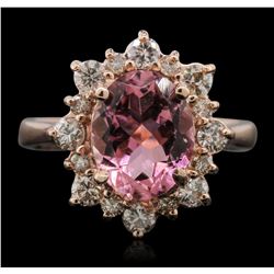 14KT Rose Gold 2.51ct Tourmaline and Diamond Ring