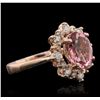 Image 2 : 14KT Rose Gold 2.51ct Tourmaline and Diamond Ring