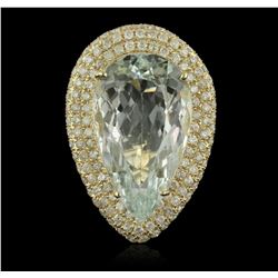 14KT Yellow Gold 15.52ct Aquamarine and Diamond Ring