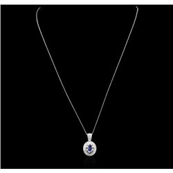 14KT White Gold 0.80ct Sapphire and Diamond Pendant With Chain