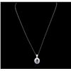Image 1 : 14KT White Gold 0.80ct Sapphire and Diamond Pendant With Chain