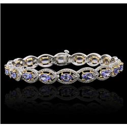 14KT Two-Tone Gold 9.00ctw Tanzanite and Diamond Bracelet