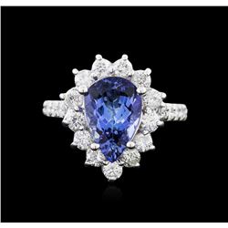 14KT White Gold 3.05ct Tanzanite and Diamond Ring