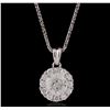 Image 1 : 14KT White Gold 1.02ctw Diamond Pendant With Chain
