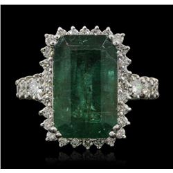 14KT White Gold 11.58ct Emerald and Diamond Ring