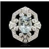 Image 1 : 14KT White Gold 4.09ct Aquamarine and Diamond Ring