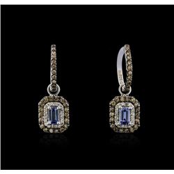 14KT White Gold 0.58ctw Sapphire and Diamond Earrings