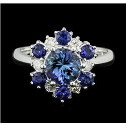 14KT White Gold 1.50ct Tanzanite, Sapphire and Diamond Ring