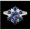 Image 1 : 14KT White Gold 1.50ct Tanzanite, Sapphire and Diamond Ring