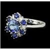 Image 2 : 14KT White Gold 1.50ct Tanzanite, Sapphire and Diamond Ring