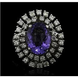 14KT White Gold 4.34ct Tanzanite and Diamond Ring