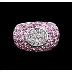 10.88ctw Pink Sapphire and Diamond Ring - 18KT White Gold