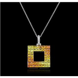 14KT White Gold 4.63ctw Yellow Sapphire and Diamond Pendant With Chain