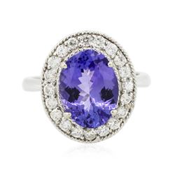 14KT White Gold 3.77ct Tanzanite and Diamond Ring