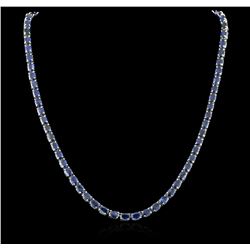 14KT White Gold 36.62ctw Blue Sapphire Necklace