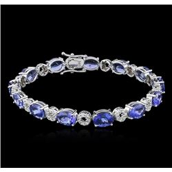 14KT White Gold 17.50ctw Tanzanite and Diamond Bracelet