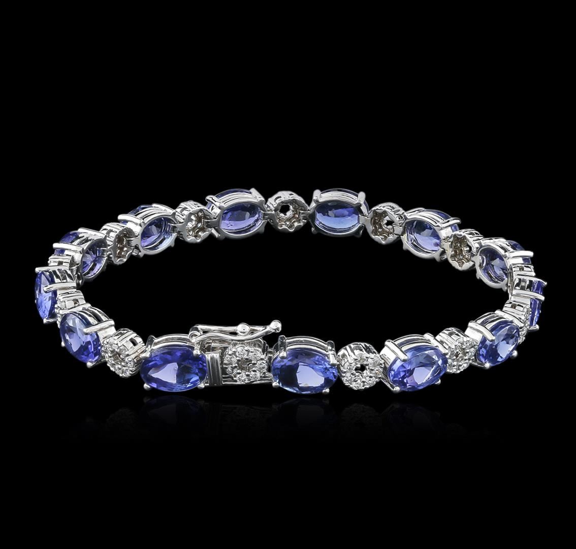 14KT White Gold 17.50ctw Tanzanite and Diamond Bracelet