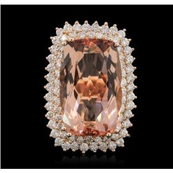 14KT Rose Gold 24.92ct Morganite and Diamond Ring