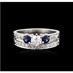 14KT White Gold 0.85ctw Diamond and Sapphire Wedding Ring Set