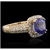 Image 2 : 14KT Yellow Gold 3.71ct Tanzanite and Diamond Ring