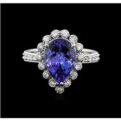 14KT White Gold 3.73ct Tanzanite and Diamond Ring