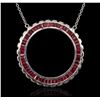 Image 2 : 14KT White Gold 3.00ctw Ruby Necklace