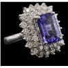 Image 2 : 14KT White Gold 6.93ct Tanzanite and Diamond Ring