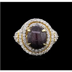 PLATED SILVER 7.40ct Ruby and White Sapphire Ring