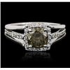 Image 1 : 14KT White Gold 1.61ctw Brown Diamond Ring