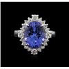 Image 1 : 14KT White Gold 3.67ct Tanzanite and Diamond Ring