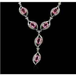 14KT White Gold 15.40ctw Pink Sapphire and Diamond Necklace