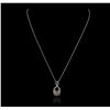 Image 1 : 14KT White Gold 0.16ctw Diamond Pendant With Chain