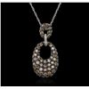 Image 2 : 14KT White Gold 0.16ctw Diamond Pendant With Chain