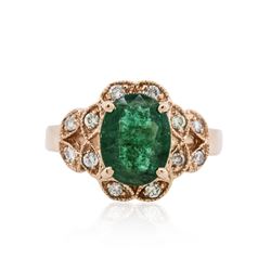 14KT Rose Gold 2.36ct Emerald and Diamond Ring