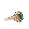 Image 2 : 14KT Rose Gold 2.36ct Emerald and Diamond Ring